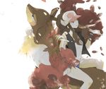  baseball_cap brown_hair gen_5_pokemon hat pokemon pokemon_(creature) pokemon_(game) pokemon_bw ponytail sawsbuck shorts simple_background touko_(pokemon) tsu_da 