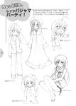  5girls absurdres artist_request chibi copyright_request dress highres how_to monochrome multiple_girls translation_request 