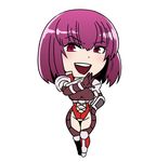  butcha-u chibi gloves laughing leotard oboro_(taimanin_asagi) red_eyes red_leotard solo taimanin_(series) taimanin_asagi 