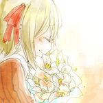  bouquet character_request closed_eyes copyright_request flower happy kurau_kii lowres profile smile solo 