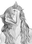  black_and_white bottomless cute female monochrome rain_silves sergal sketch smile solo tamasan 