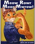  cat coveralls feline female feminism feminist flexing fur furrification green_eyes headscarf inspired_by_proper_art j_howard_miller mammal muscles orange orange_fur overalls parody polka_dots poster propaganda rosie_the_riveter solo unknown_artist unknown_year 