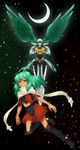  bad_id bad_pixiv_id boots brown_eyes crescens crescent_moon dark_skin emerada_(xenogears) green_hair highres mackey_(mthc_riku) mecha midriff moon navel scarf skirt thigh_boots thighhighs xenogears younger 