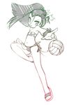  (?) barasia bare_feet bikini bikini_sash bleedman determined dfc flower_hair_decoration flower_print hair_clip hair_ribbon line_art mizugi sandals sketch small_ponytail sports suspenders volleyball wind wind_action 