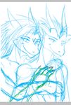  affection blue_and_white dragon ferron gay love male monochrome plain_background unknown_artist white_background 