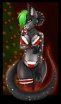  christmas clothed clothing female green_hair hair holidays horn looking_at_viewer pinko skimpy solo unknown_species xmas 