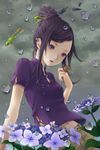  ayumi_k flower frog hydrangea navel original purple_eyes snail solo tadpole water 