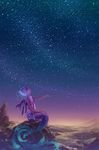  contemplation female hiko landscape marine merfolk mermaid sky solo stars unknown_artist 