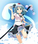  bad_id bad_pixiv_id blue_eyes camera cloud cosplay dress_shirt flying ghost hitodama hujikok katana konpaku_youmu konpaku_youmu_(ghost) looking_at_viewer panties scabbard shameimaru_aya shameimaru_aya_(cosplay) sheath sheathed shirt silver_hair skirt solo sword touhou underwear weapon white_panties 