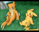  buizel cute grass mammal mouse nintendo outside pikachu pok&#233;mon pok&eacute;mon rodent the-light-spirit tree video_games wood 