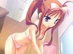  bow bra famima game_cg panties purple_eyes red_hair twintails underwear 