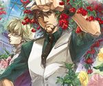  barnaby_brooks_jr blonde_hair blue_eyes bracelet brown_eyes brown_hair cabbie_hat facial_hair flower glasses green_eyes hat jacket jewelry kaburagi_t_kotetsu male_focus multiple_boys necktie ogiko realistic red_jacket rose stubble tiger_&amp;_bunny vest watch wristwatch 