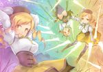  beret blonde_hair clone drill_hair fred04142 hat magical_girl mahou_shoujo_madoka_magica multiple_girls skirt thighhighs tomoe_mami twin_drills twintails yellow_eyes 