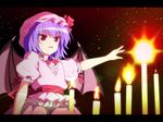  bad_id bad_pixiv_id bow candle dress fang fire frills hat hat_bow letterboxed open_mouth purple_hair red_eyes remilia_scarlet ribbon short_sleeves solo tanpinsansyoku touhou wings 