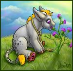  &hearts; bethany_sellers cloud clouds cute donkey eating equine flower grass mammal meadow rope sen_grisane sky solo symbol thistle vera 