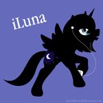  alicorn apple_(copyright) background blue_eyes cutie_mark equine female feral flat_colors friendship_is_magic hasbro horn horse ipod mammal my_little_pony pegacorn plain_background pony princess_luna_(mlp) silhouette solid_color solo spiritofthwwolf spiritofthwwolf_(artist) winged_unicorn wings 