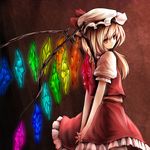  arms_behind_back bad_id bad_nicoseiga_id blonde_hair flandre_scarlet hat looking_back nishi_masakazu red_eyes side_ponytail solo touhou wings 