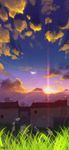  3boys absurdres cloud grass highres multiple_boys original scenery sky sunset yelansu 