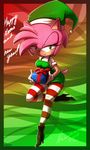  christmas cosplay elf female gift hat hedgehog holidays legwear mammal nancher sega solo sonic_(series) stockings xmas 