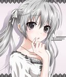  antenna_hair black_eyes face finger_to_mouth highres jewelry kasugano_sora long_hair necklace silver_hair solo twintails wingheart yosuga_no_sora 