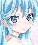  blue_eyes blue_hair blush denpa_onna_to_seishun_otoko face highres smile solo touwa_erio wingheart 