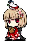  bird bow chibi clover four-leaf_clover japanese_clothes japanese_postal_mark kimono mail original personification postage_stamp postbox_(outgoing_mail) red_eyes socha solo transparent_background 