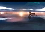  bad_id bad_pixiv_id bench bus_stop cloud different_reflection highres letterboxed machimura_komori ocean pixiv_shadow reflection salt_flats scenery silhouette sky solo standing star_(sky) sunset water 