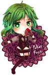  alternate_costume boots chibi green_eyes green_hair gumi mikoto1029 poker_face_(vocaloid) short_hair smile solo thigh_boots thighhighs vocaloid 