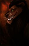  fangs feline feral green_eyes grin lhuin lion male mammal portrait scar scar_(the_lion_king) snarl snarling solo the_lion_king 