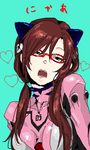  animal_ears bad_id bad_pixiv_id blue_eyes bodysuit cat_ears evangelion:_2.0_you_can_(not)_advance face glasses hairband heart long_hair lowres makinami_mari_illustrious neon_genesis_evangelion oekaki open_mouth pink_bodysuit plugsuit rebuild_of_evangelion rotte_(nuuum) solo 