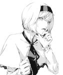  alice_margatroid capelet greyscale hairband monochrome realistic short_hair solo sousou_(sousouworks) touhou upper_body 