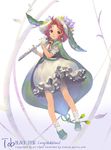  blue_eyes cape dress flower flute food_themed_clothes gloves hat instrument legs md5_mismatch original red_hair short_hair socks solo tob 