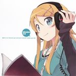  blonde_hair blue_eyes blush casual hair_ornament hairclip headphones jewelry kanzaki_hiro kousaka_kirino long_hair magazine nail_polish necklace ore_no_imouto_ga_konna_ni_kawaii_wake_ga_nai pink_nails scan sleeves_past_wrists smile solo 