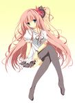  asakura_hayate blue_eyes crossed_legs hair_ribbon legs long_hair megurine_luka pink_hair ribbon sitting solo thighhighs very_long_hair vocaloid world_is_mine_(vocaloid) zettai_ryouiki 