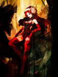  bad_id bad_pixiv_id bare_shoulders elbow_gloves gloves hironox original red_eyes red_hair solo thighhighs 