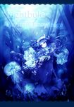  blue book bubble crescent embellished_costume engrish fish hanada_hyou hat highres jellyfish light_smile long_hair patchouli_knowledge ranguage solo touhou underwater 