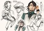 artist_request bespectacled blush brown_eyes brown_hair cabbie_hat facial_hair glasses hat jewelry kaburagi_t_kotetsu male_focus mask necktie ring sketch stubble tiger_&amp;_bunny vest 