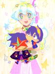  1girl character_doll cloud_hair flower hair_flower hair_ornament happy jewelry kamina long_hair multicolored_hair nia_teppelin simon smile solo star star_shades tegaki tengen_toppa_gurren_lagann two-tone_hair younger 