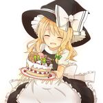  bad_id bad_pixiv_id blonde_hair blush braid cake closed_eyes food happy_birthday hat ichihashi kirisame_marisa solo touhou 