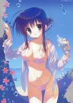  bikini cleavage crease fixme mizugi open_shirt santa_matsuri wet 