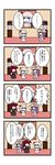  4koma black_wings blue_hair comic crescent dora_ita hat head_wings highres koakuma long_hair multiple_girls necktie patchouli_knowledge portrait_(object) purple_hair red_hair remilia_scarlet touhou translated wings 