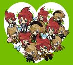  1girl alternate_costume animal_ears bad_id bad_pixiv_id blue_eyes broom brown_hair candy cat_ears chibi dress food hair_over_one_eye heart lollipop long_hair luke_fon_fabre maid maid_headdress mieu red_hair staff star tales_of_(series) tales_of_the_abyss tear_grants yugupo 