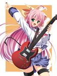  angel_beats! asa_no_ha choukaku cosplay guitar instrument koihime_musou long_hair navel pink_hair plectrum school_uniform serafuku shinda_sekai_sensen_uniform solo yui_(angel_beats!) yui_(angel_beats!)_(cosplay) 