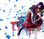  alice:_madness_returns alice_(wonderland) alice_in_wonderland blood boots brown_hair bug butterfly green_eyes insect knife long_hair solo weapon 