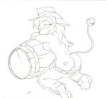  barrel bazaarbobby bovine breasts butt cow female hair hat looking_at_viewer miltank pants paws pok&eacute;mon sanji side_boob solo tail 