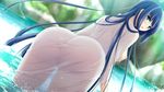  aqua_eyes ass blue_hair blurry breasts day depth_of_field dutch_angle gakuen_taima game_cg koizumi_amane large_breasts leaning_forward long_hair looking_at_viewer looking_back mikoshiba_iori nipples no_bra outdoors see-through solo source_request very_long_hair wading water wet wet_clothes 