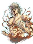  aqua_eyes bad_id bad_pixiv_id barnaby_brooks_jr blonde_hair exploding_clothes glasses glowing glowing_eyes hara_tetsuo_(style) hokuto_no_ken male_focus manly muscle parody solo style_parody tiger_&amp;_bunny torn_clothes ymsr 