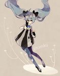  bad_id bad_pixiv_id blue_eyes blue_hair bow hair_bow hatsune_miku highres long_hair mismatched_legwear o-ishi pantyhose shoes snail solo twintails very_long_hair vocaloid 