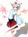  animal_ears bare_shoulders detached_sleeves hat inubashiri_momiji red_eyes short_hair silver_hair skirt solo sword tatwuku tokin_hat touhou weapon wolf_ears 