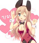  animal_ears blue_eyes bunny_ears bunnysuit k-on! kotobuki_tsumugi long_hair mayachi_(amuriya) one_eye_closed solo vest 